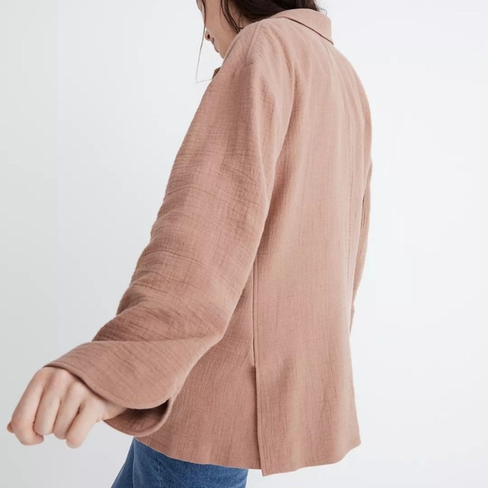 Madewell Relaxed Women's Larsen Cotton Linen 1X Button Front Blazer Jacket EUC - Picture 15 of 15